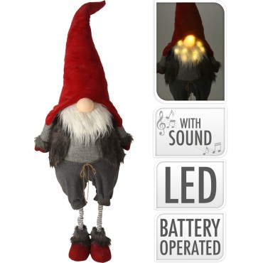 JK Home Décor - Gnome W Led Pluche 160cm Red