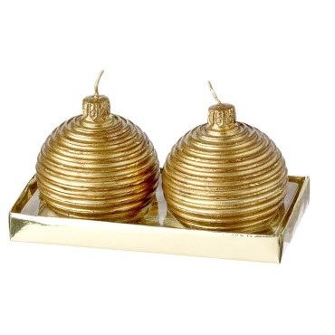 JΚ Home Décor - Κερί Μπάλα Χρυσή 8cm S/2