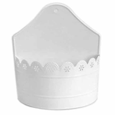 JK Home Décor - Pot Metallic White 20x10x22cm