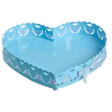JK Home Décor - Metal Heart Plate Blue 21x5cm
