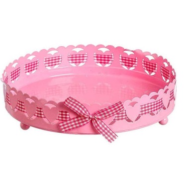 JK Home Décor - Metal Round Plate Pink 20x5cm
