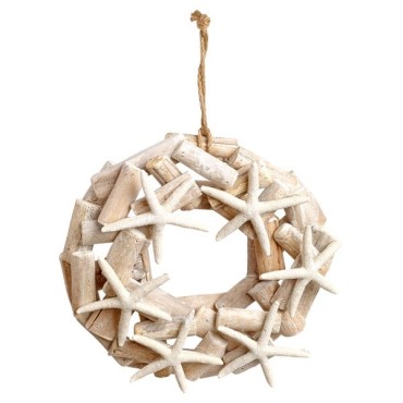 JK Home Décor - Wood Circle with Starfish