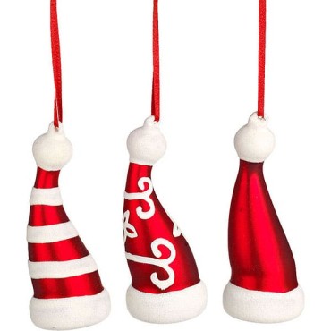 JK Home Décor - Glass Hat Ornament 11cm S/3