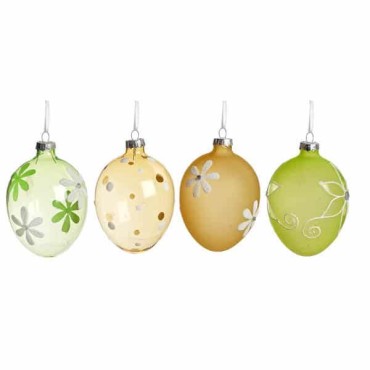 JK Home Décor - Egg Ornament Glass 4ASS 12packages 7x7x10cm