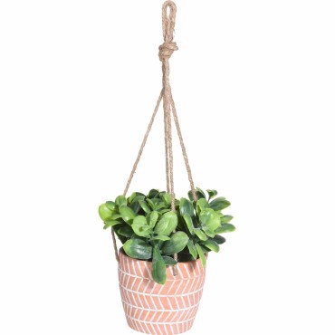 JΚ Home Décor - Κασπώ Terracota με Φυτό Κρεμαστό 10x10cm 16cm