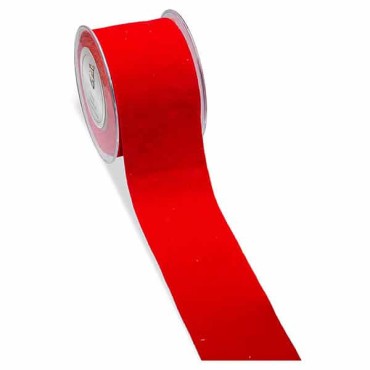 JΚ Home Décor - Κορδέλα Βελούδο Διπλής Όψης Κόκκινη 7cmX9m
