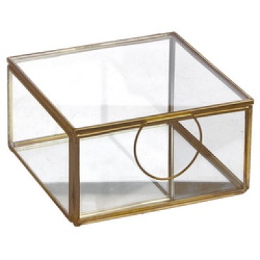 JK Home Décor - Jewelry Box Glass 12.5X12.5X6cm Gold