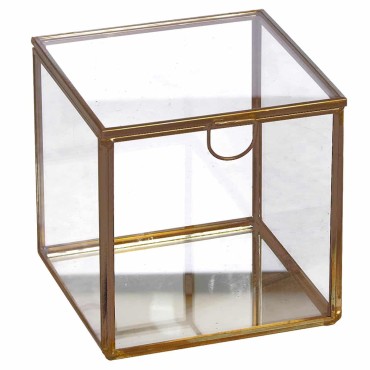 JK Home Décor - Jewelry Bοx Glass 10x10x10cm Gοld