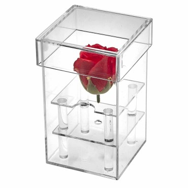 JK Home Décor - Acrylic 1Rose Box with Stand 9.6x15.5cm