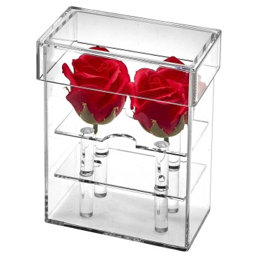 JK Home Décor - Acrylic 2Rose Box with Stand 12x7x15.5cm