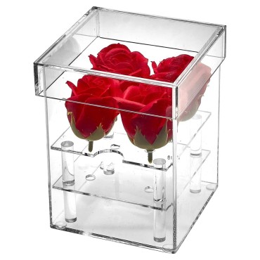JK Home Décor - Acrylic 4Rose Box with Stand 12x15.5cm