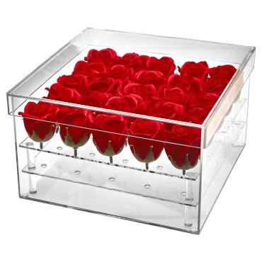 JK Home Décor - Acrylic 25Rose Box with Stand 26x15.5cm