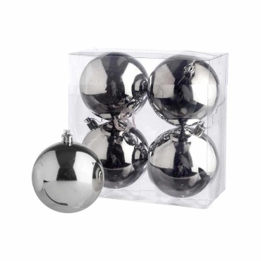 JK Home Décor - Ball 10cm S/4 Silver