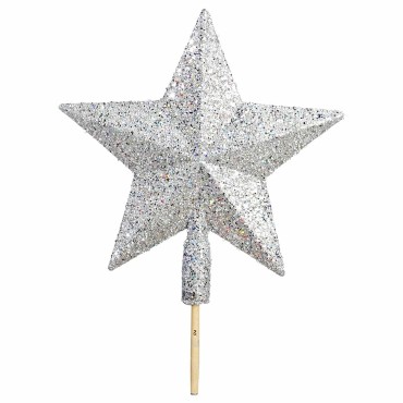JK Home Décor - Glitter Star Tree Topper 20cm Silver