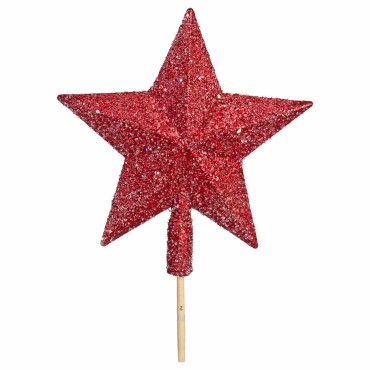 JK Home Décor - Glitter Star Tree Topper 20cm Red