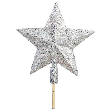 JK Home Décor - Glitter Star Tree Topper 15cm Silver