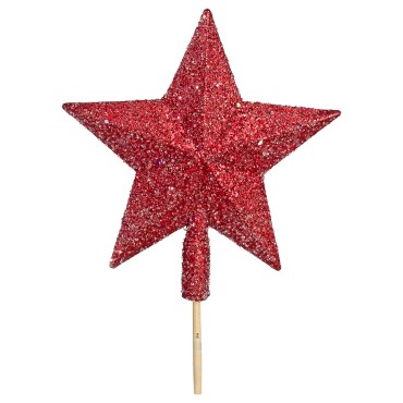 JK Home Décor - Glitter Star Tree Topper 15cm Red
