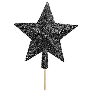 JK Home Décor - Glitter Star Tree Topper 15cm Black