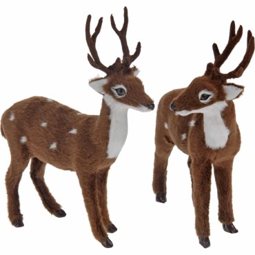 JK Home Décor - Deer with Fuzz 15cm 2ASS Brown