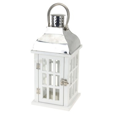 JK Home Décor - Lantern 32cm White & Silver