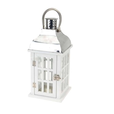 JK Home Décor - Lantern 39cm White & Silver