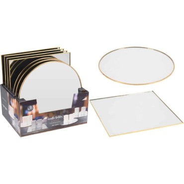 JK Home Décor - Plate Mirror 25cm Gold 2ASS