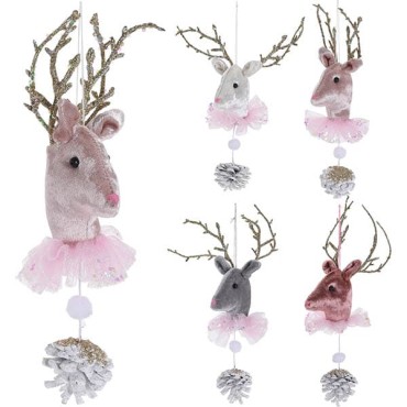 JK Home Décor - Hang Deco Reindeer Head 4ASS