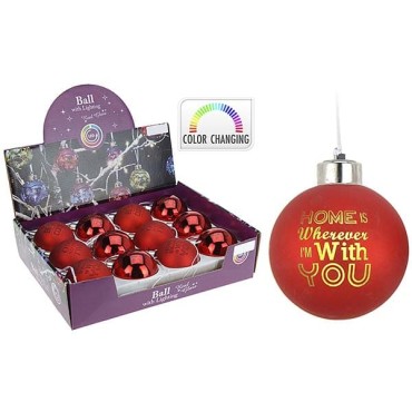 JK Home Décor - Glassball with LED 6cm Red 6ASS