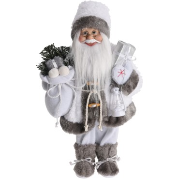 JK Home Décor - Santa Standing 80cm White Grey