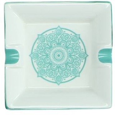 JK Home Décor - Ashtray Ceramic Turquoise 12.8x12.8x3cm
