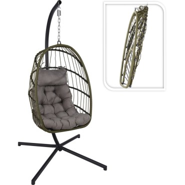 JK Home Décor - Swing Chair Rattan Dark Green