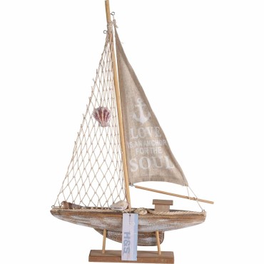 JK Home Décor - boat Wood Shell 41cm 2ASS
