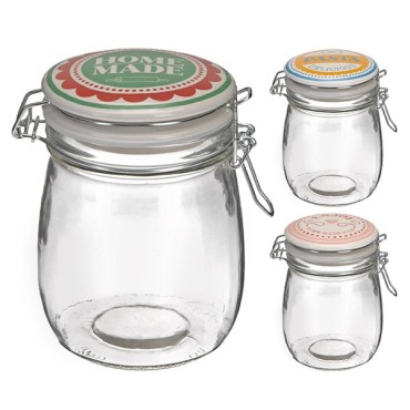 JK Home Décor - Storage jar with Ceramic Lid 3ASS 11x14.5cm