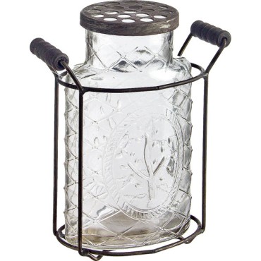 JK Home Décor - Vase with Metallic Stand 8x19cm