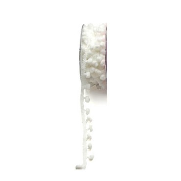 JΚ Home Décor - Κορδόνι Pom-Pom Λευκό 9.1m