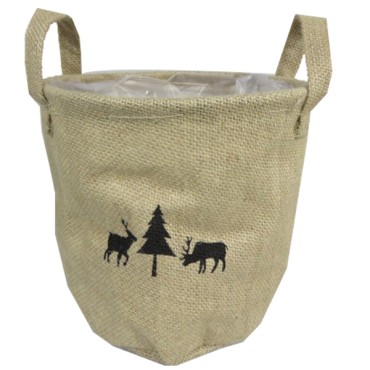 JK Home Décor - Natural Colour Jute Fabric Flower Pot