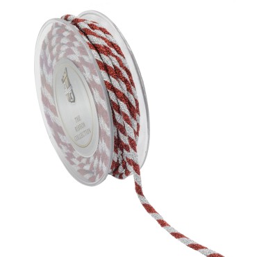 JΚ Home Décor - Κορδέλα Sparkle Lurex Tube με Σύρμα 5mmx10m Κόκκινη-Λευκή