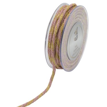 JΚ Home Décor - Κορδέλα Sparkle Lurex Tube με Σύρμα 5mmX10m Ροζ-Χρυσό