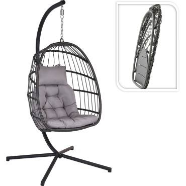 JK Home Décor - Swing Chair Rattan Dark Grey