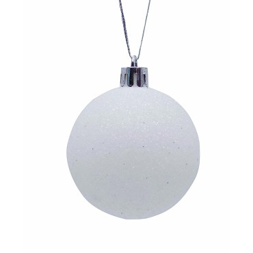 JK Home Décor - Glitter Ball S/6 8cm White