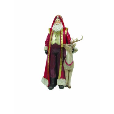 JK Home Décor - Santa Claus with Deer Polyresin 23.5x18.5x39cm