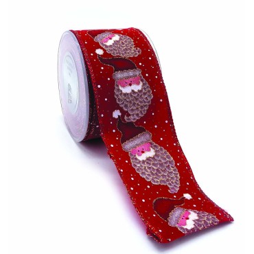 JΚ Home Décor - Κορδέλα Dreaming Of Santa Κοκ-Λευκό 6.7cmX9m