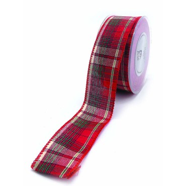JΚ Home Décor - Κορδέλα Crossline Red-Ivory-Green 4.3cmX9m