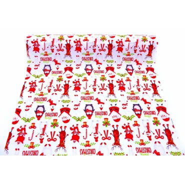 JΚ Home Décor - Ύφασμα Λευκό Microfibra Christmas Feast 48cmX5m