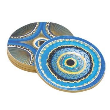 JΚ Home Décor - Σουβέρ Ξύλινο Μάτι S/4 10cm