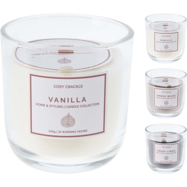 JK Home Décor - Κερί Αρωματικό Cosy Crackle σε Γυαλί 9x9.5cm 3Σχδ
