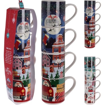 JK Home Décor - Κούπα Χριστουγέννων από Πορσελάνη 265ml 11x8cm 2Σχδ S/4