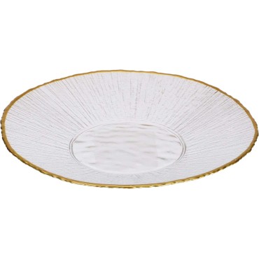 JK Home Décor - Πιάτο από Γυαλί με Χρυσό 21cm