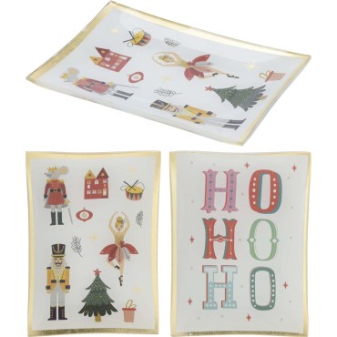 JK Home Décor - Πιάτο Ho Ho από Γυαλί 10x14cm 2Σχδ