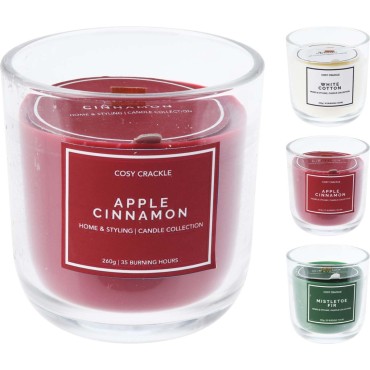 JK Home Décor - Κερί Αρωματικό Cosy Crackle σε Γυαλί 9x9.5cm 3Σχδ